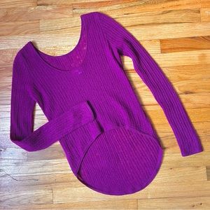 Helmut Lang High Low Round Hem Wool Sweater Fuchsia